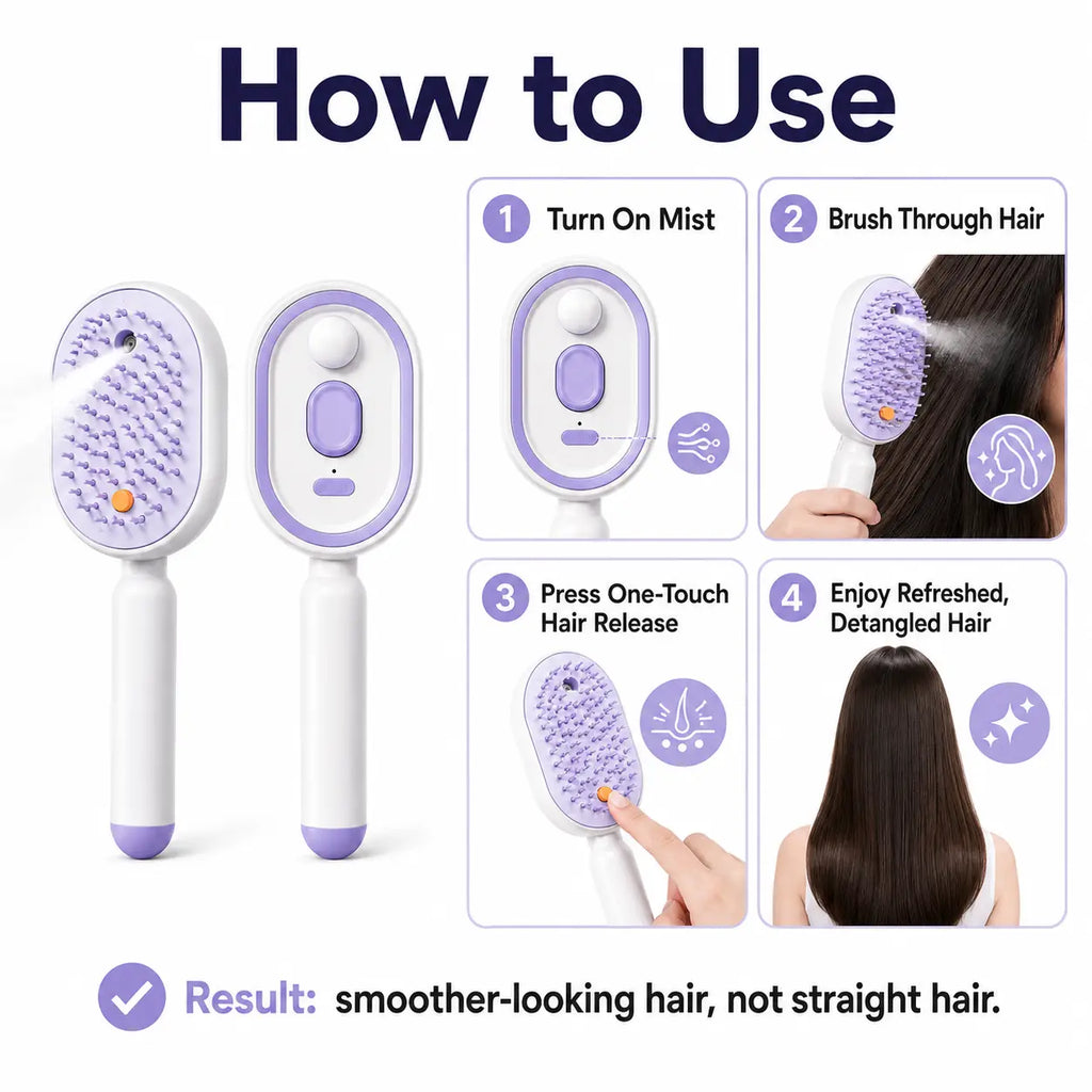 Revitalize Your Hair with the Electric Spray Air Cushion Massage Comb - Self-Cleaning, Anti-Tangle, and Anti-Static for Effortless Frizz Control!