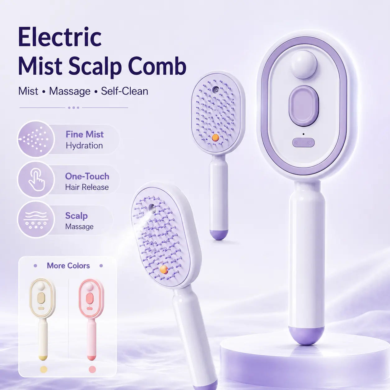 Revitalize Your Hair with the Electric Spray Air Cushion Massage Comb - Self-Cleaning, Anti-Tangle, and Anti-Static for Effortless Frizz Control!