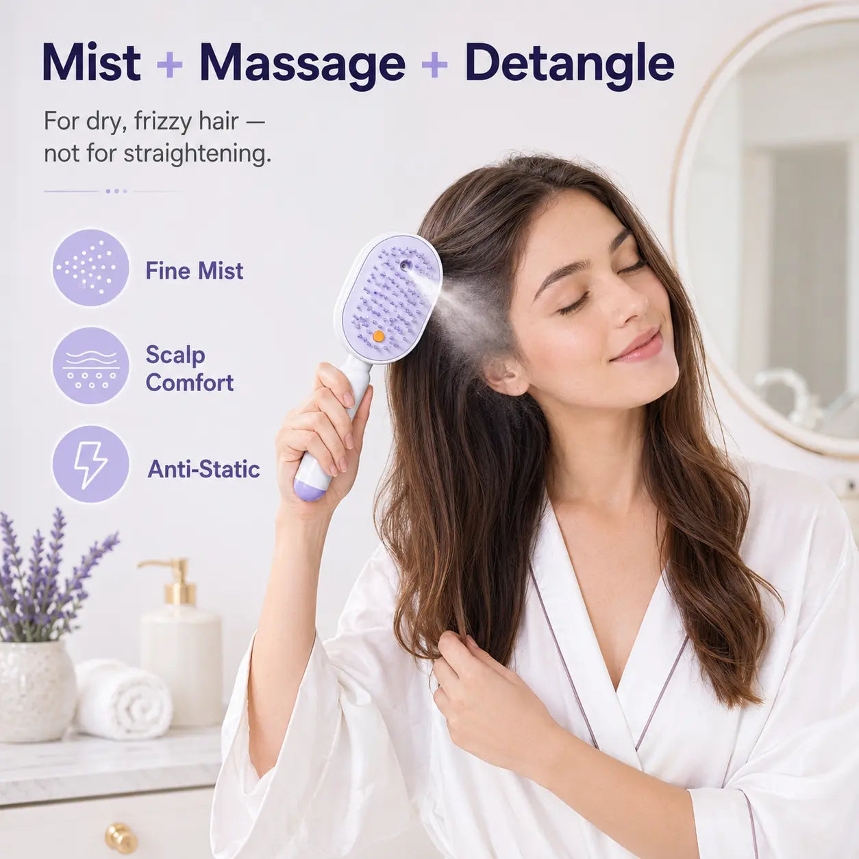 Revitalize Your Hair with the Electric Spray Air Cushion Massage Comb - Self-Cleaning, Anti-Tangle, and Anti-Static for Effortless Frizz Control!